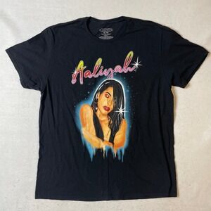 Aaliyah Black T-Shirt Mens XL Graphic Print Cotton Blend‎